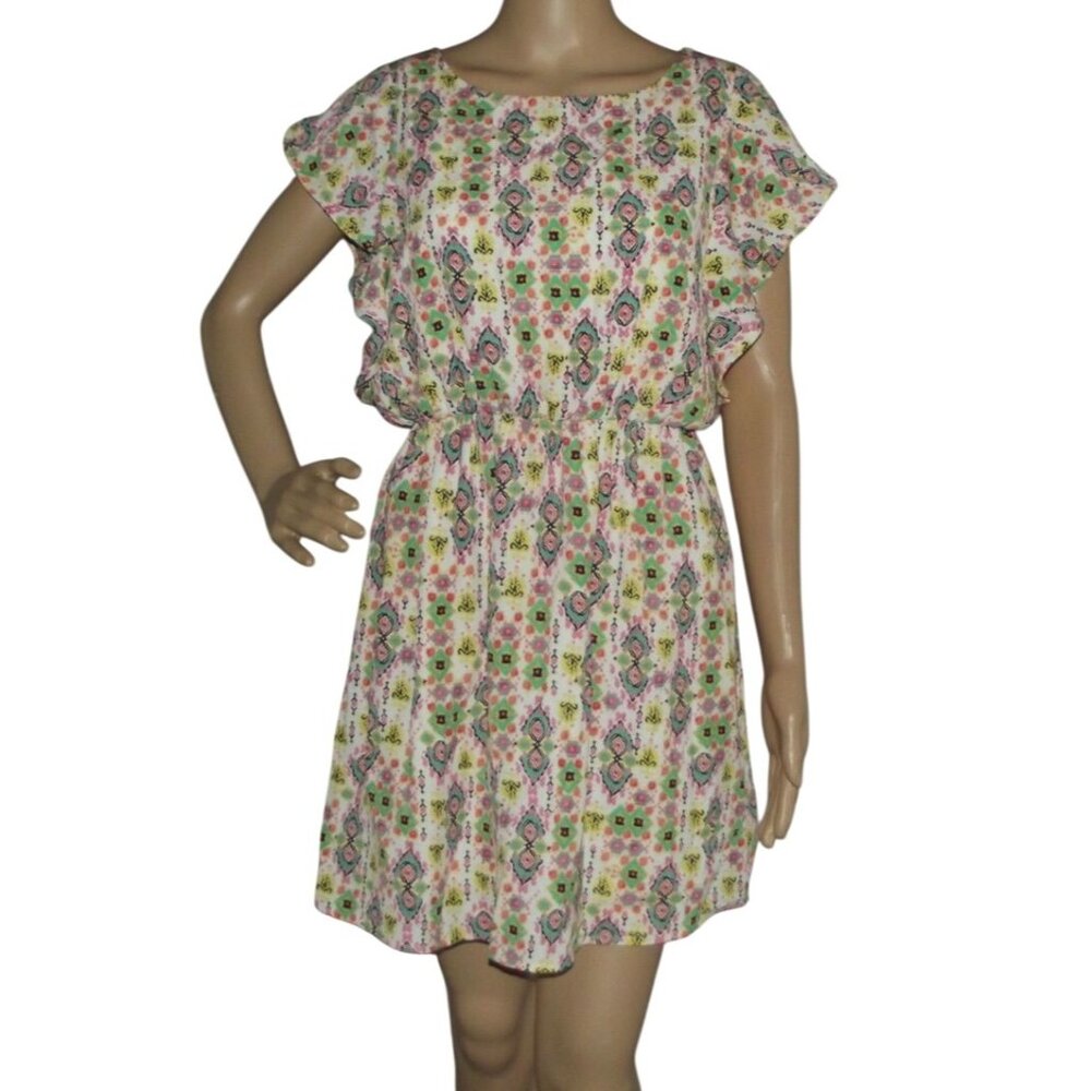 Francescas Dress Womens Small pink pullover elastic waist floral Bird Cage Label